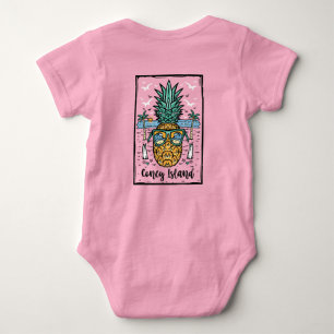 Body Para Bebê Retro Coney Island Beach trabalho de arte em ambos