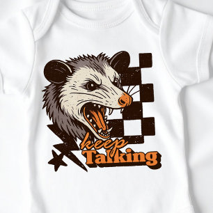 Body Para Bebê Retro Continue Falando Feral Possum: Animal Selvag
