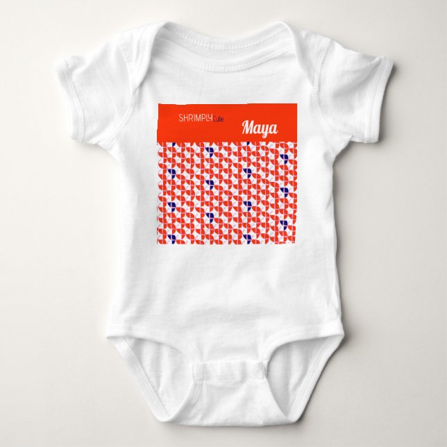 Body Para Bebê Retro Cor - De - Laranja Branco SHRIMPLY Kawaii Pe (Frente)