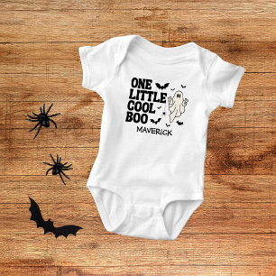 Body Para Bebê Retro Fantasma Um Menino de Halloween Aniversário