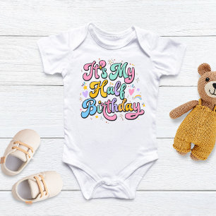 Body Para Bebê Retrô Groovy É Meu Meio Aniversário Marco de 6 Mes