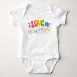Body Para Bebê Retro groovy letra bolha Eu Amo minha LesbiTia