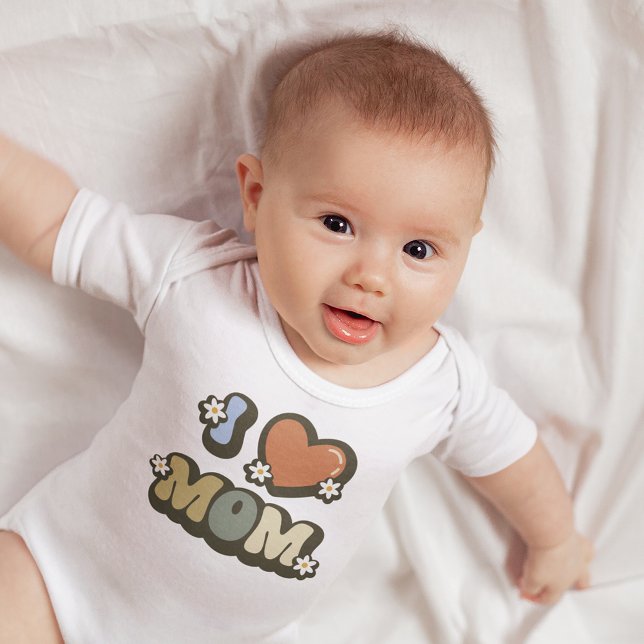 Body Para Bebê Retro I Love Mãe Power (Criador carregado)