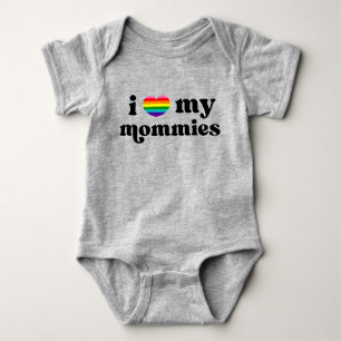 Body Para Bebê Retro I Love My Mammies Queer Mães Rainbow