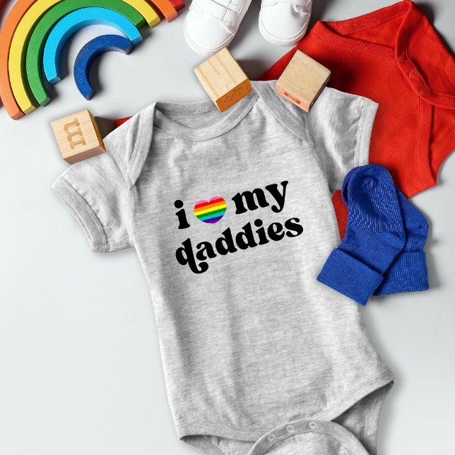 Body Para Bebê Retro I Love My Pai Baby Gay Pais Rainbow (Criador carregado)