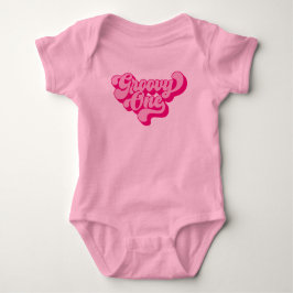 Body Para Bebê Retro Rosa Quente Groovy Um
