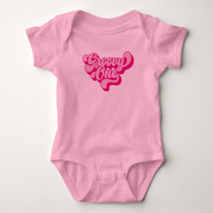 Body Para Bebê Retro Rosa Quente Groovy Um