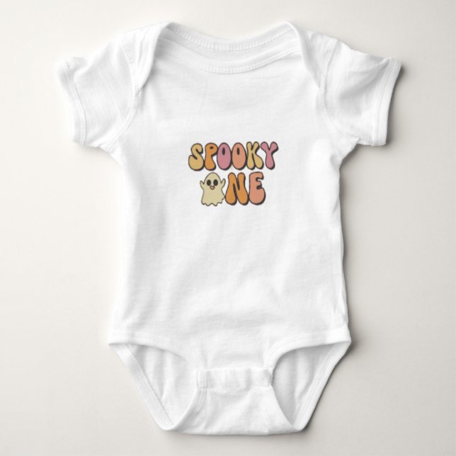 Body Para Bebê Retro Spooky One Birthday Baby Bodydress (Frente)