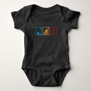 Body Para Bebê Retro Triatlo Nadando Atleta Corrente