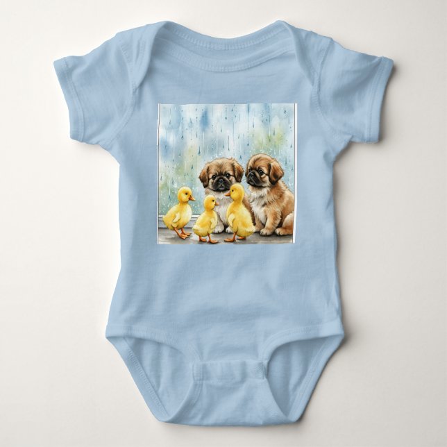 Body Para Bebê Reunião na Chuva, Coleção de Natasha (Frente)