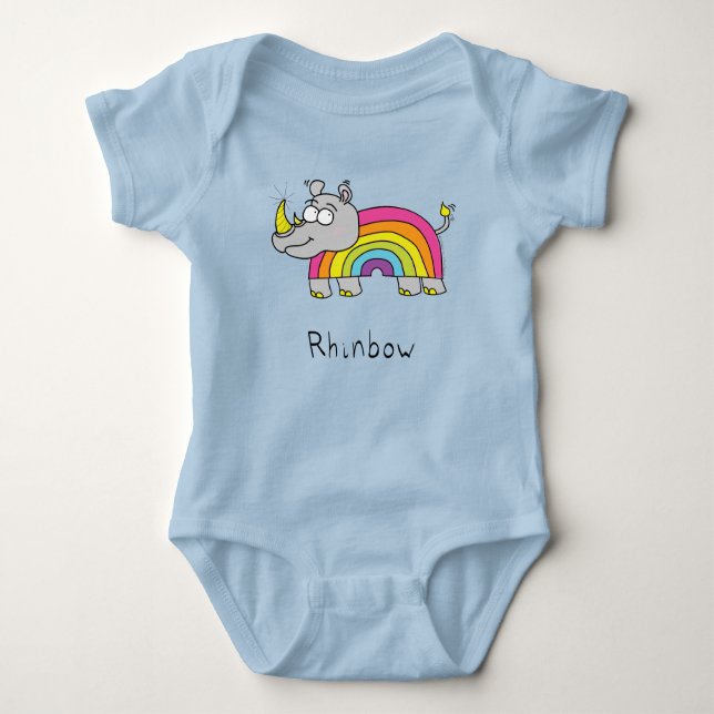 Body Para Bebê Rhinbow Rhino Rainbow Kid's Baby Bodydress T-Shirt (Frente)