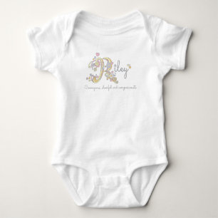 Body Para Bebê Riley Girl name significa R monograma baby roupa
