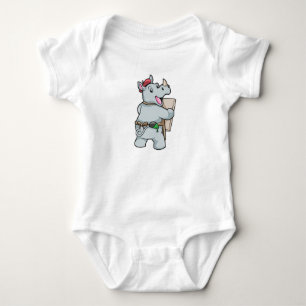 Body Para Bebê Rino em pintura com cores