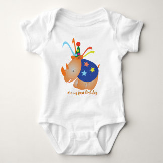 Body Para Bebê Rinoceronte: meu primeiro aniversário