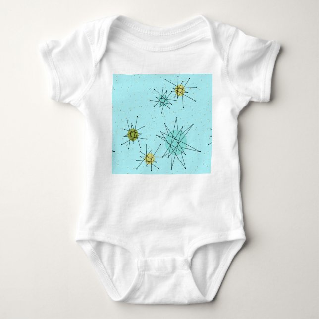Body Para Bebê Robin's Egg Blue Atomic Starbursts Baby Bodydress (Frente)