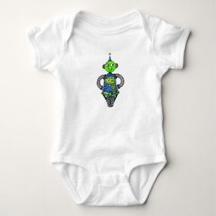 Body Para Bebê Robô Arnie, azul e verde