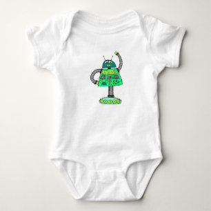 Body Para Bebê Robô Frankie, verde em branco