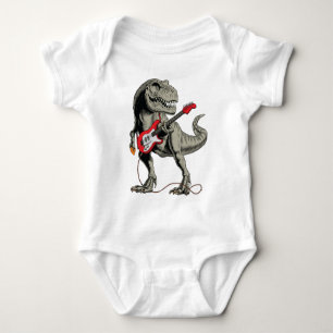 Body Para Bebê Rockin' T-Rex: Dinossauro Tocando Guitarra Elétric