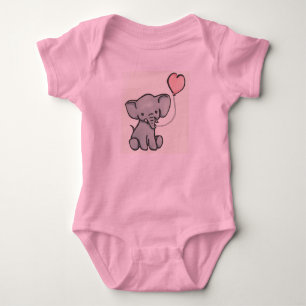 Body Para Bebê Romper cor-de-rosa bonito do elefante do bebê
