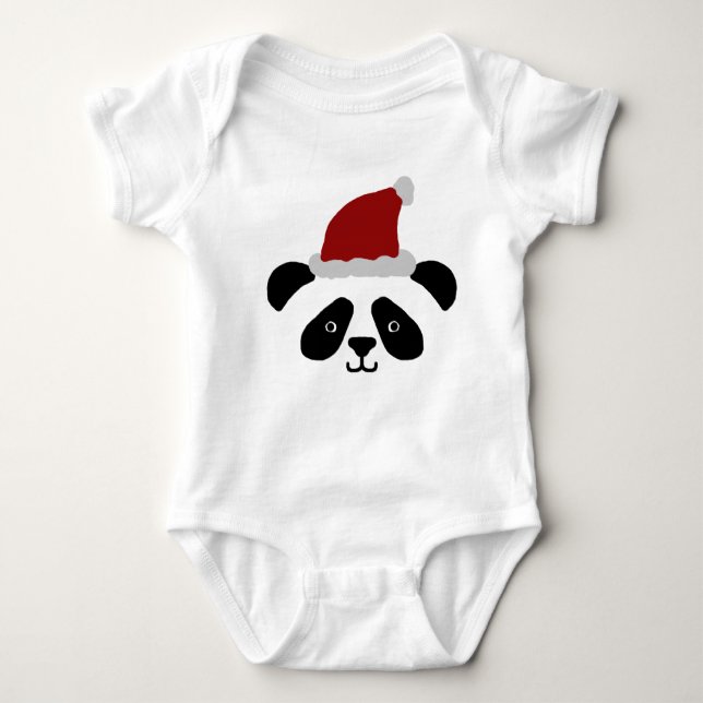Body Para Bebê Romper do bebê da panda do papai noel (Frente)