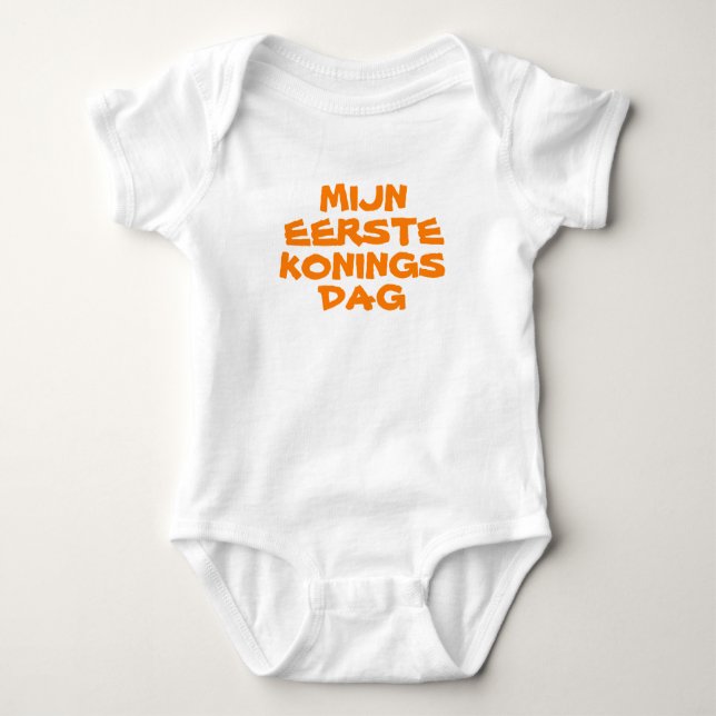 Body Para Bebê Romper "Mijn eerste Koningsdag". (Frente)
