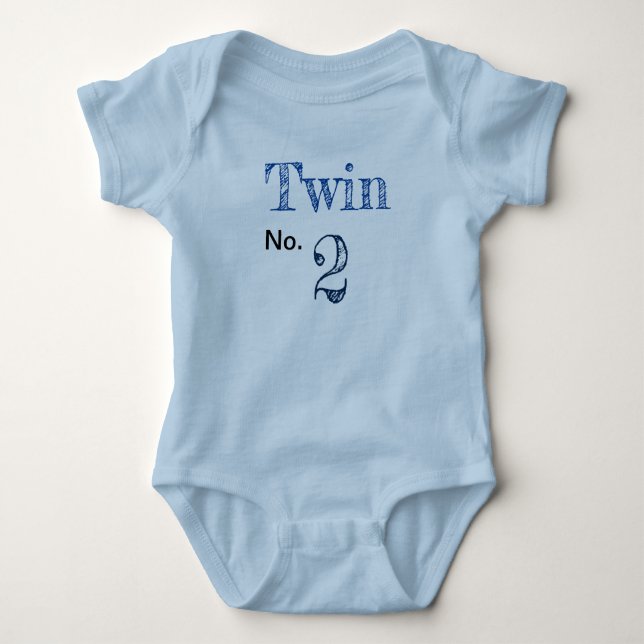 Body Para Bebê Romper "Twin no.2" blauw. (Frente)