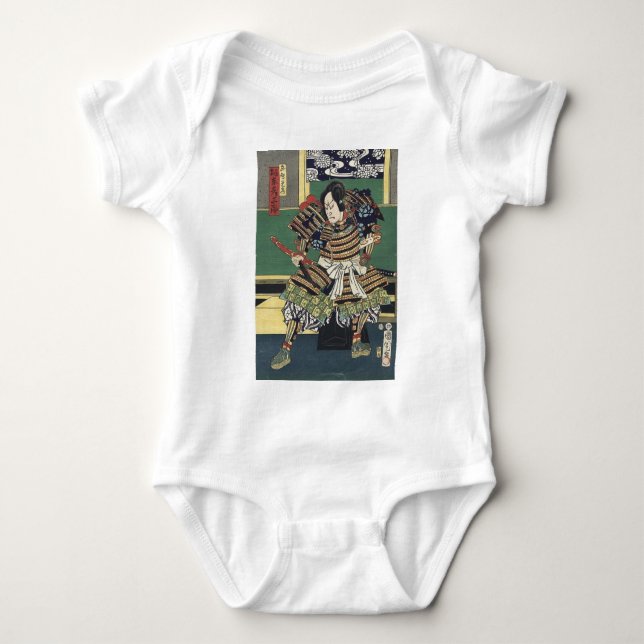 Body Para Bebê ronin knight japanese ukiyo-e samurai warrior (Frente)