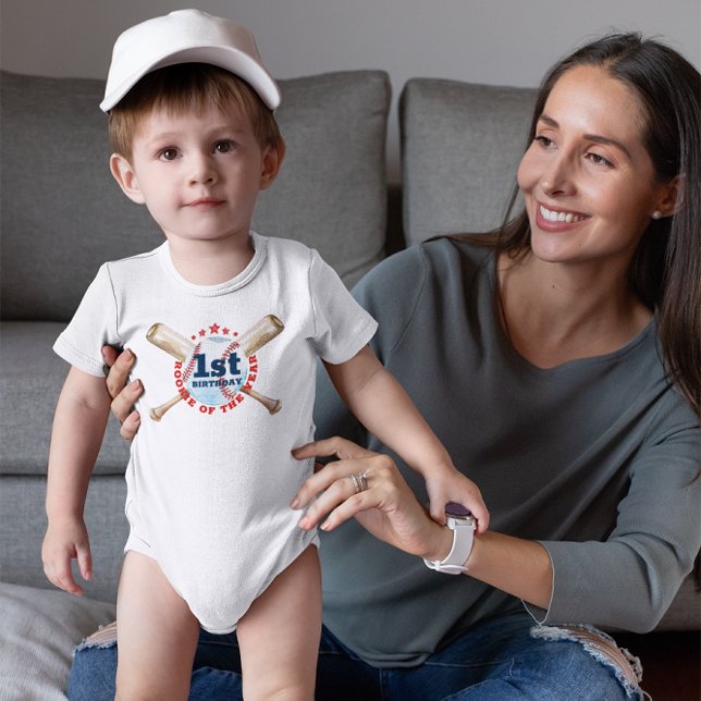 Body Para Bebê Rookie do Ano primeiro aniversario Baseball (Birthday Boy )