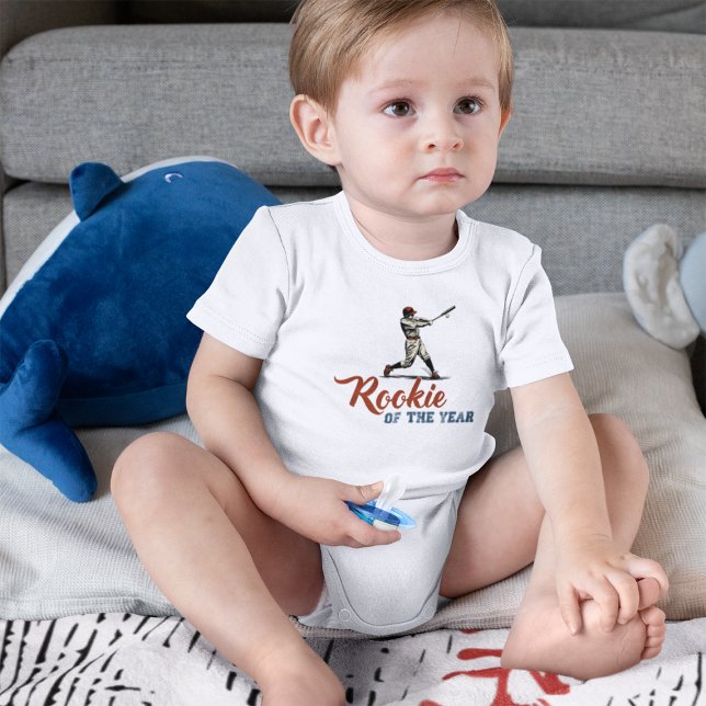 Body Para Bebê Rookie of the Year Baseball  (Rookie of the Year Baseball Baby Bodysuit Front)
