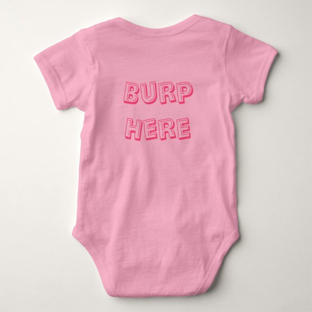 Body Para Bebê Rosa "Burp Here" (Verso)