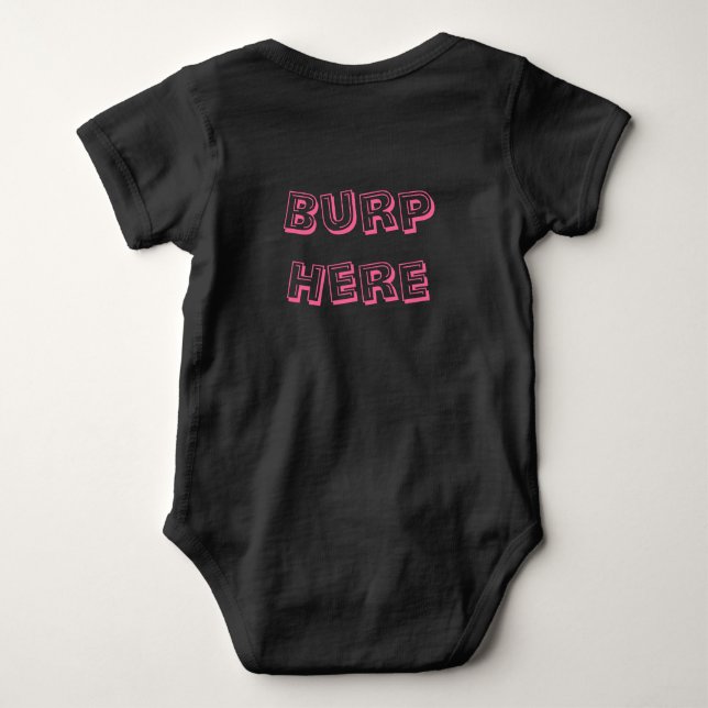 Body Para Bebê Rosa "Burp Here" (Verso)