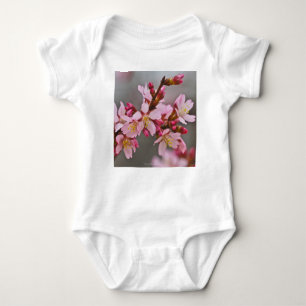 Body Para Bebê Rosa Contra Uma Cinza Céu Japonês Blossomas De Cer
