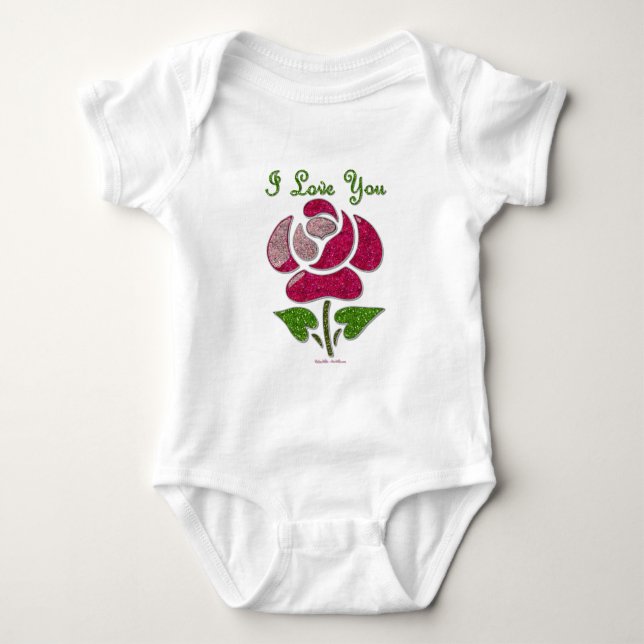 Body Para Bebê Rosa De Estêncil Rosa Eu Te Amo (Frente)
