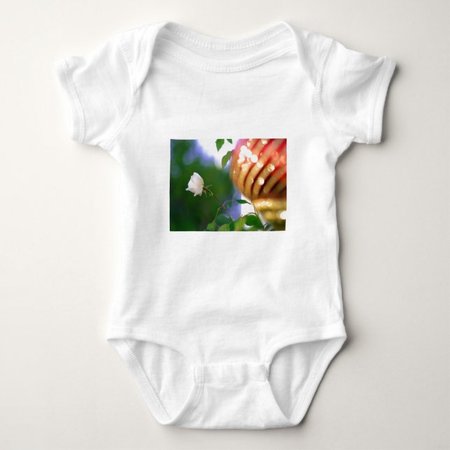 Body Para Bebê Rosa de Natal Branco (Frente)