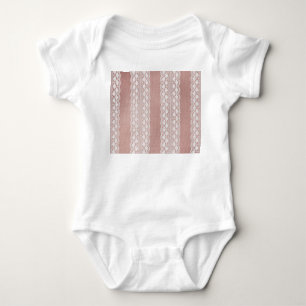 Body Para Bebê Rosa de ouro metálico, textura de renda esbranquiç