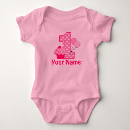 Body Para Bebê Rosa do cupcake do primeiro aniversario