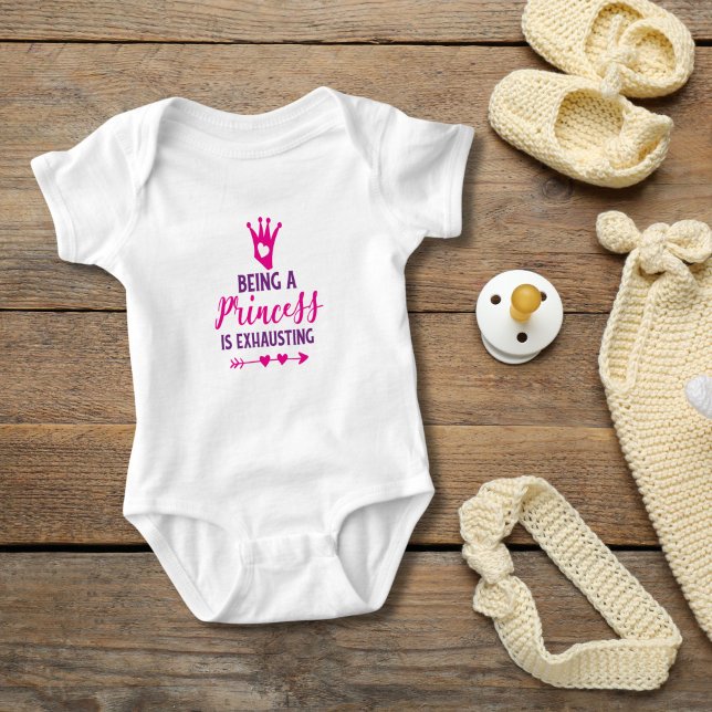 Body Para Bebê Rosa e Roxo Ser uma Princesa está Escavando (Pink purple Being a Princess is Exhausting Baby girl Baby body suit. Baby Shower gift)