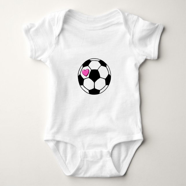 Body Para Bebê Rosa Hrt da bola de futebol (Frente)