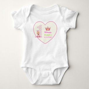 Body Para Bebê Rosa pequeno do primeiro aniversario das meninas