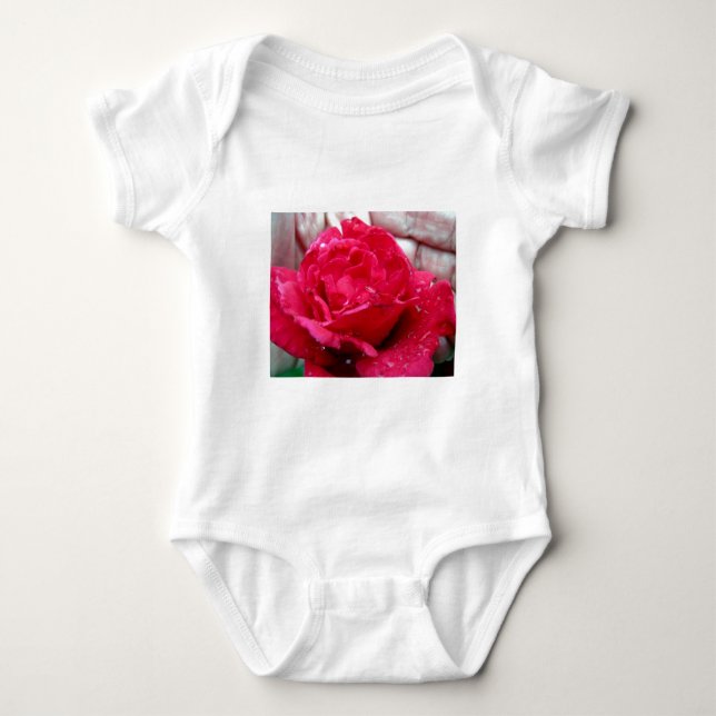 Body Para Bebê Rosa vermelha (Frente)