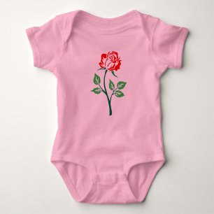 Body Para Bebê Rosa vermelha personalizável