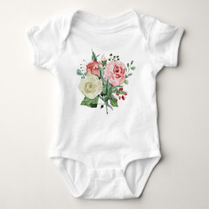 Body Para Bebê Rosas de aquarelas, florais