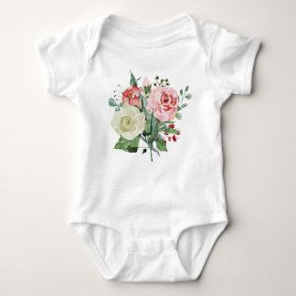 Body Para Bebê Rosas de aquarelas, florais