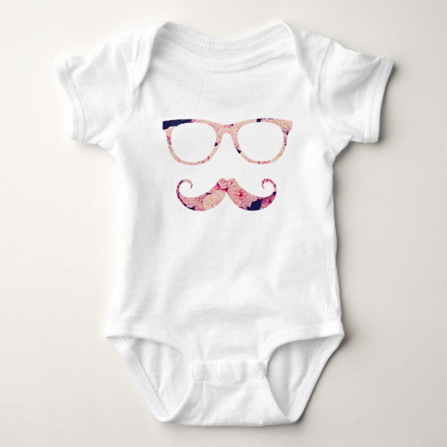 Body Para Bebê Rosas e bigode (Frente)