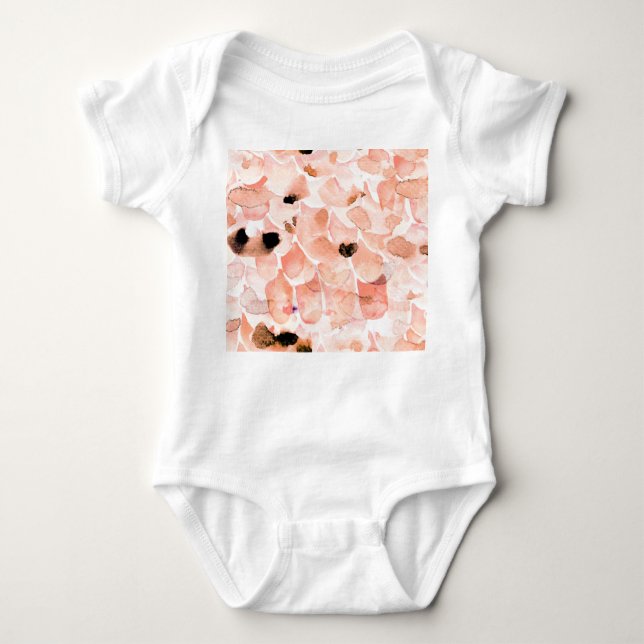 Body Para Bebê Rosas, pedras e folhas, padrão de aquarela. (Frente)