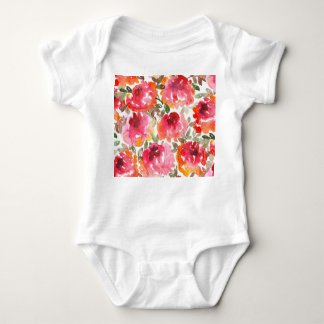 Body Para Bebê Rosas vermelhas Shabby, padrão perfeito.