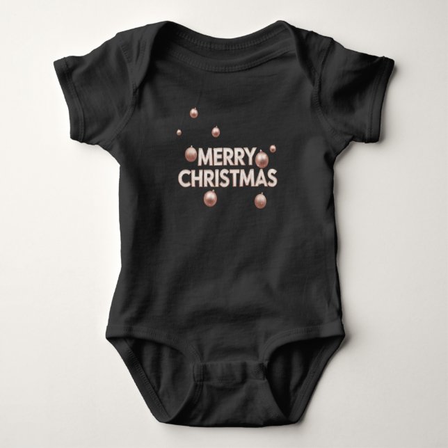 Body Para Bebê Rose Gold Feliz Natal - Design de Feriado (Frente)