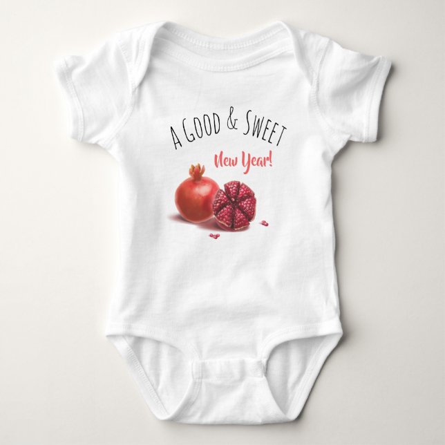 Body Para Bebê Rosh Hashanah Judeu Ano Novo Pomegranatos (Frente)