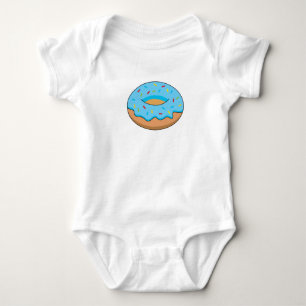 Body Para Bebê Rosquinha Fosco Azul com Cartoon Sprinkles
