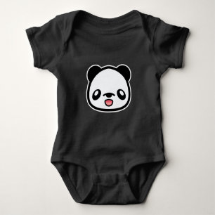 Body Para Bebê Rosto de Urso Panda de Desenho Animado Fofo